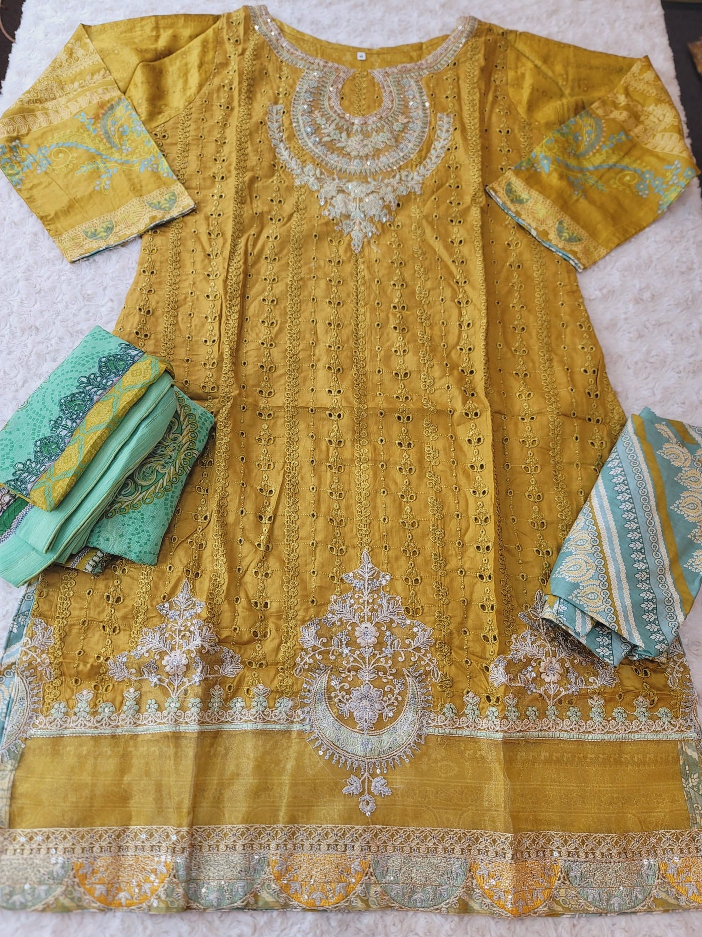 Pakistani Stitched lawn Embroidered Salwar kameez ready to ship