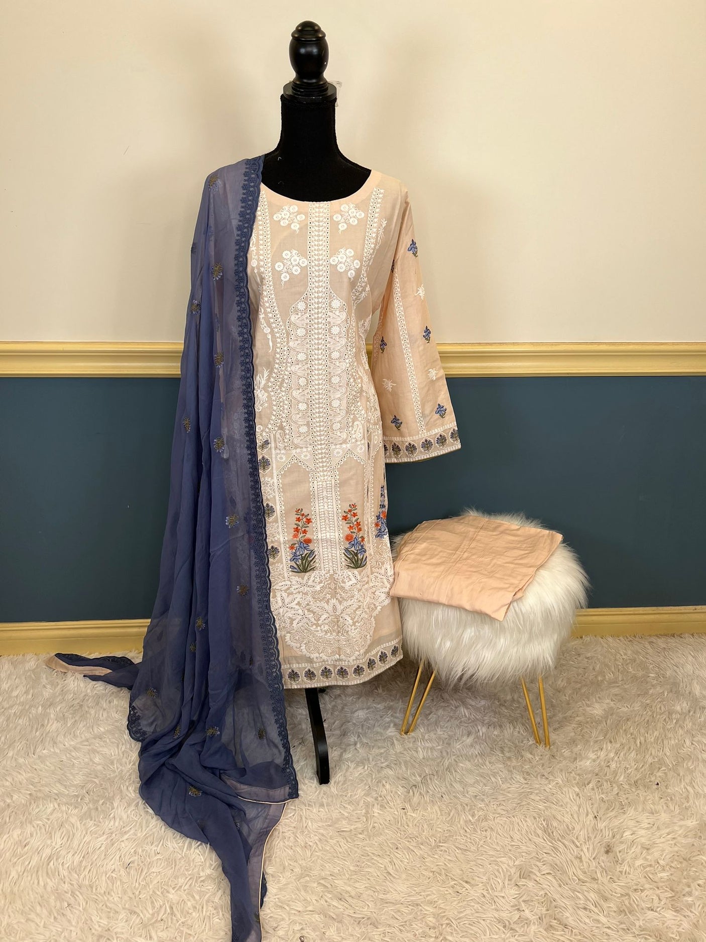 Pakistani Stitched Luxury Embroidered lawn Salwar kameez ready to ship