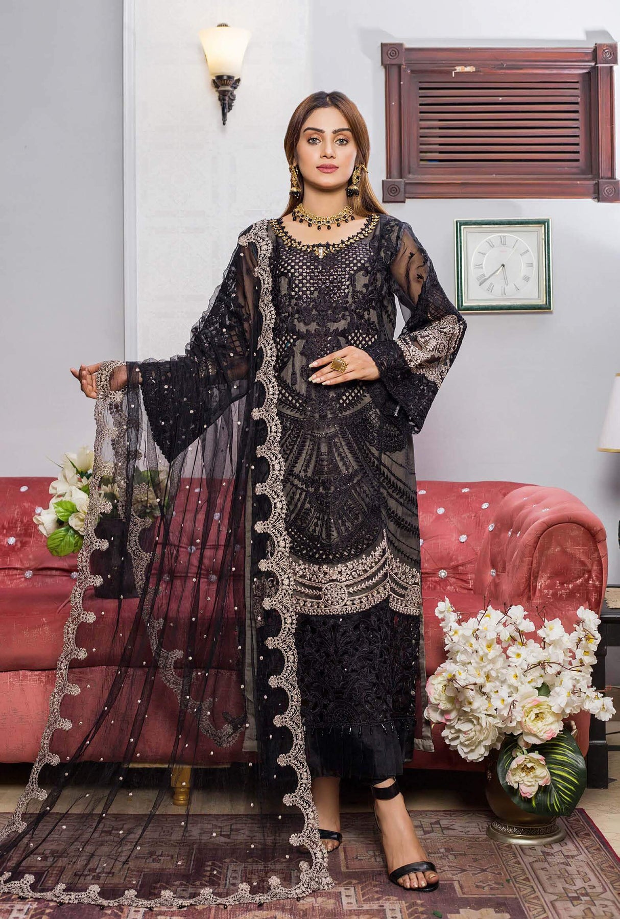Zainab Fazlani Luxury Embrodered chiffon Collection 100% Original