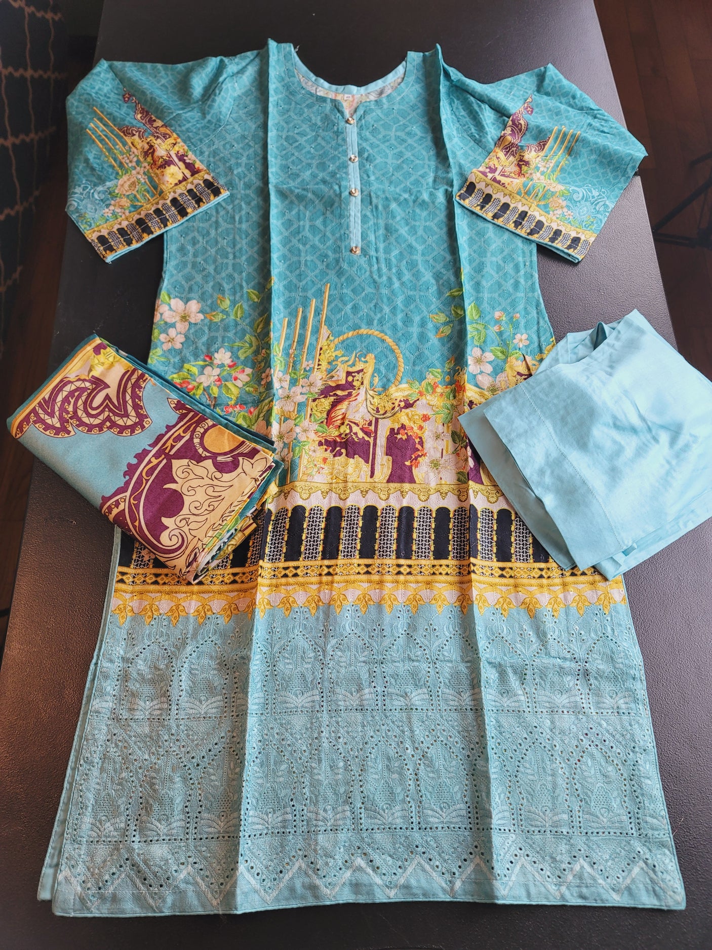 Pakistani Linen Embroidered Salwar kameez Ready To Ship