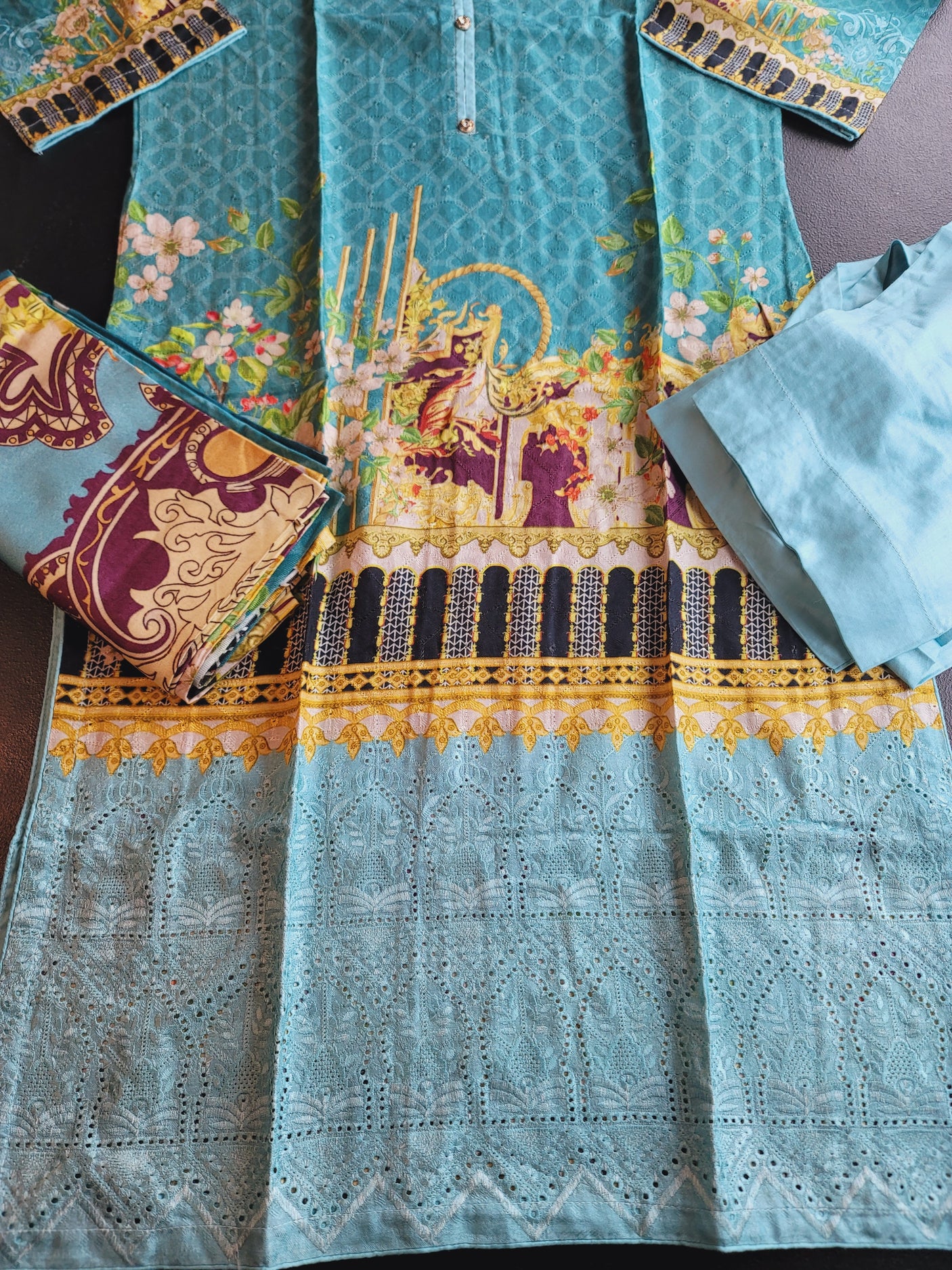 Pakistani Linen Embroidered Salwar kameez Ready To Ship