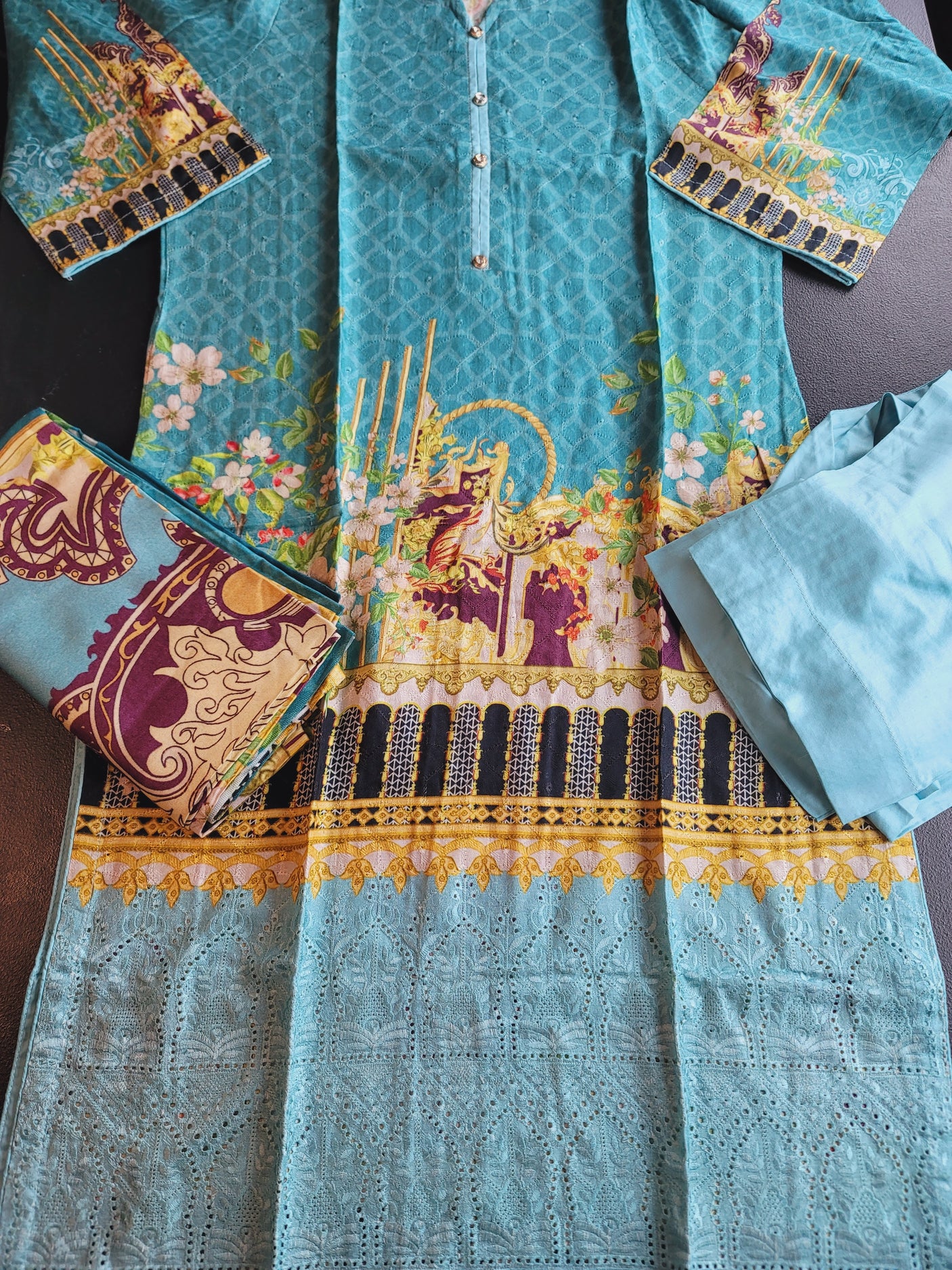 Pakistani Linen Embroidered Salwar kameez Ready To Ship