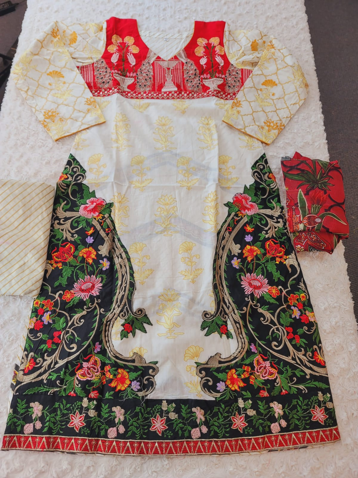 Indian Cotton Stitched Embroidery Suit Ready To Ship