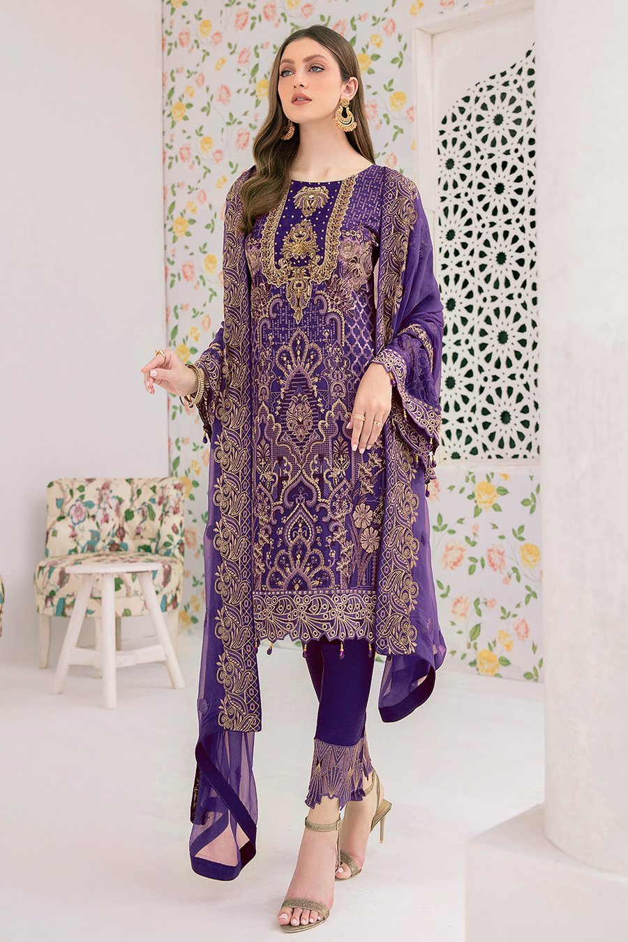 Minhal Luxury Chiffon Embroidered 2021 -100% Original Guaranteed