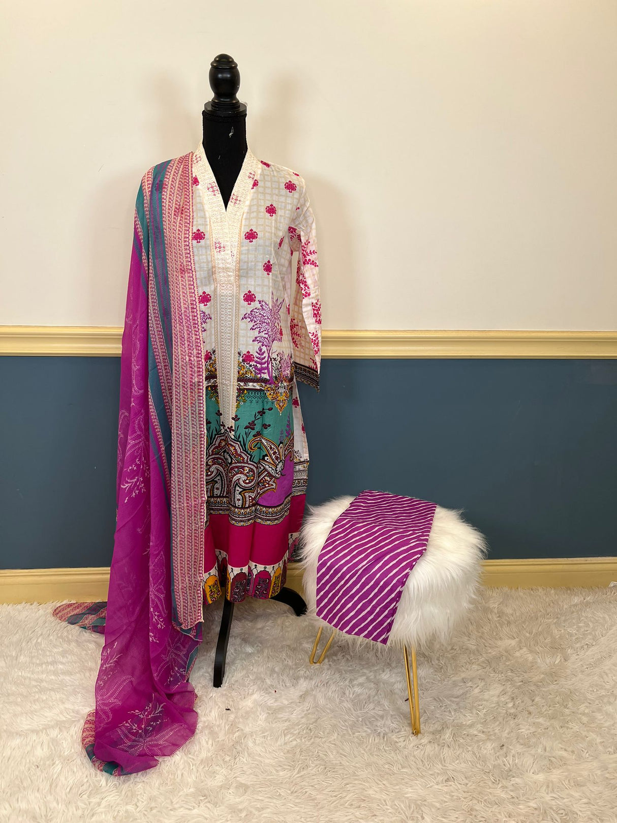 Indian Cotton Stitched Embroidery Suit Ready To Ship