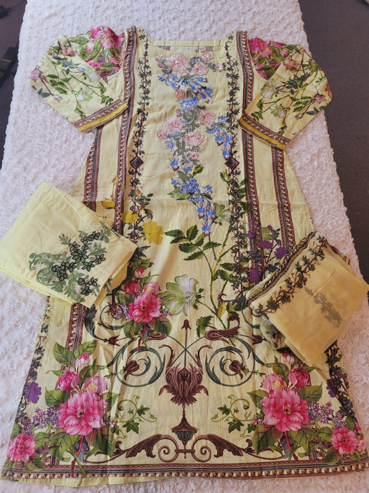 Indian Cotton Stitched Embroidery Suit Ready To Ship