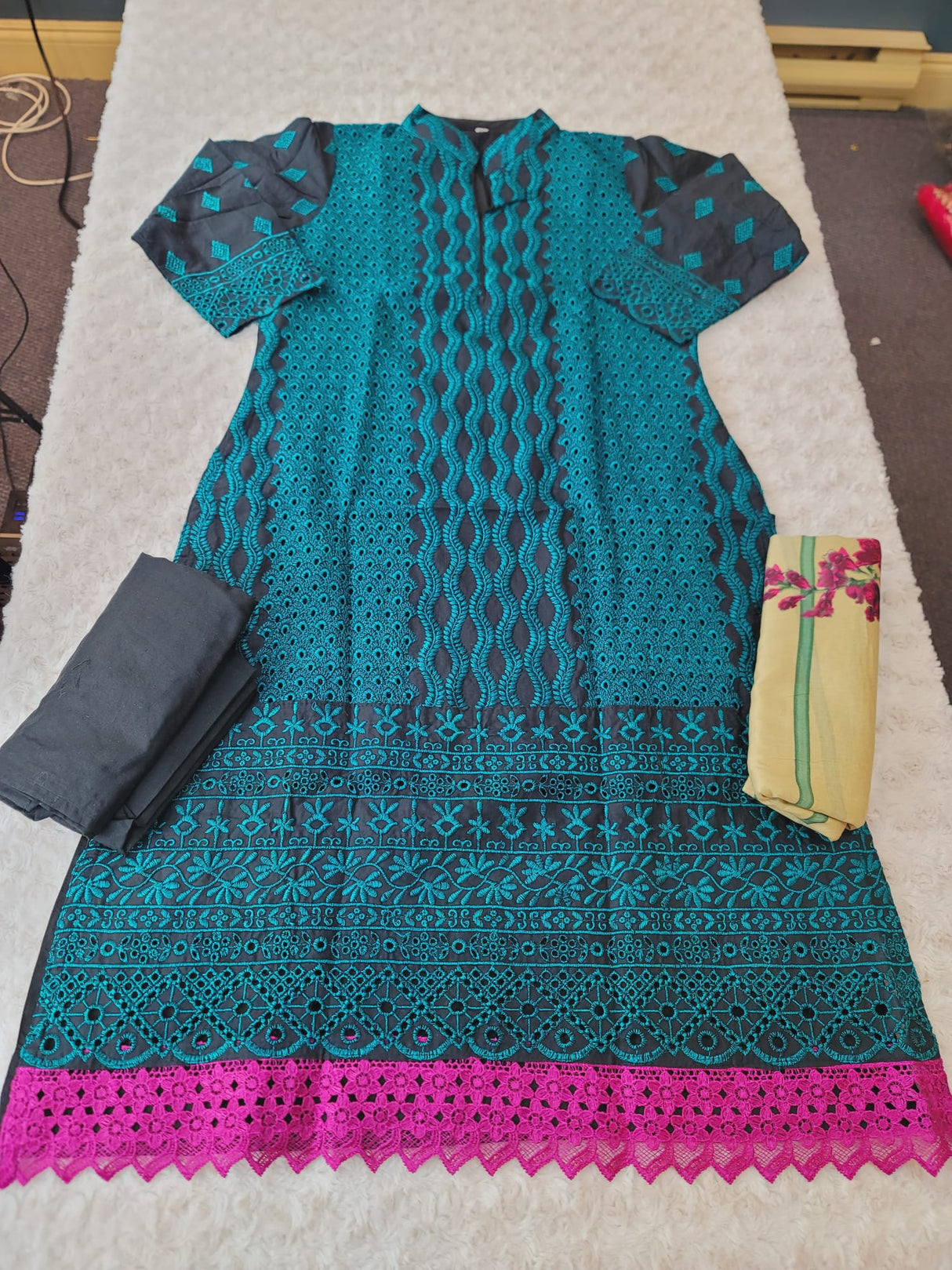 Indian Cotton Stitched Embroidery Suit Ready To Ship