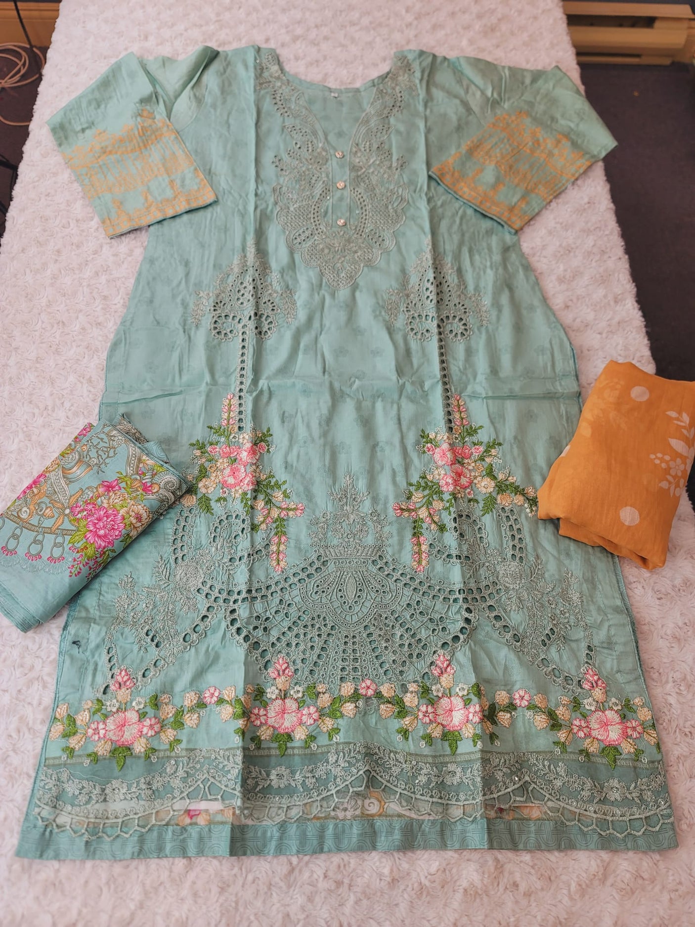 Pakistani Stitched lawn Embroidered Salwar kameez ready to ship