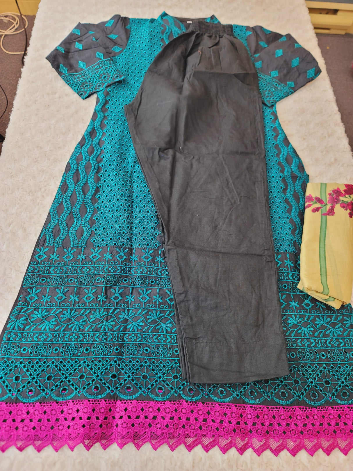 Indian Cotton Stitched Embroidery Suit Ready To Ship