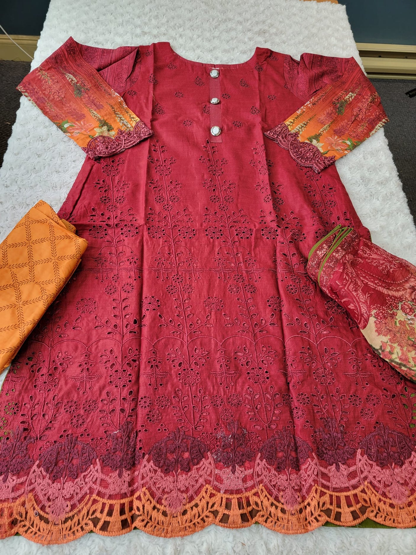Pakistani Stitched Embroidery Lawn Suit Ready To Ship