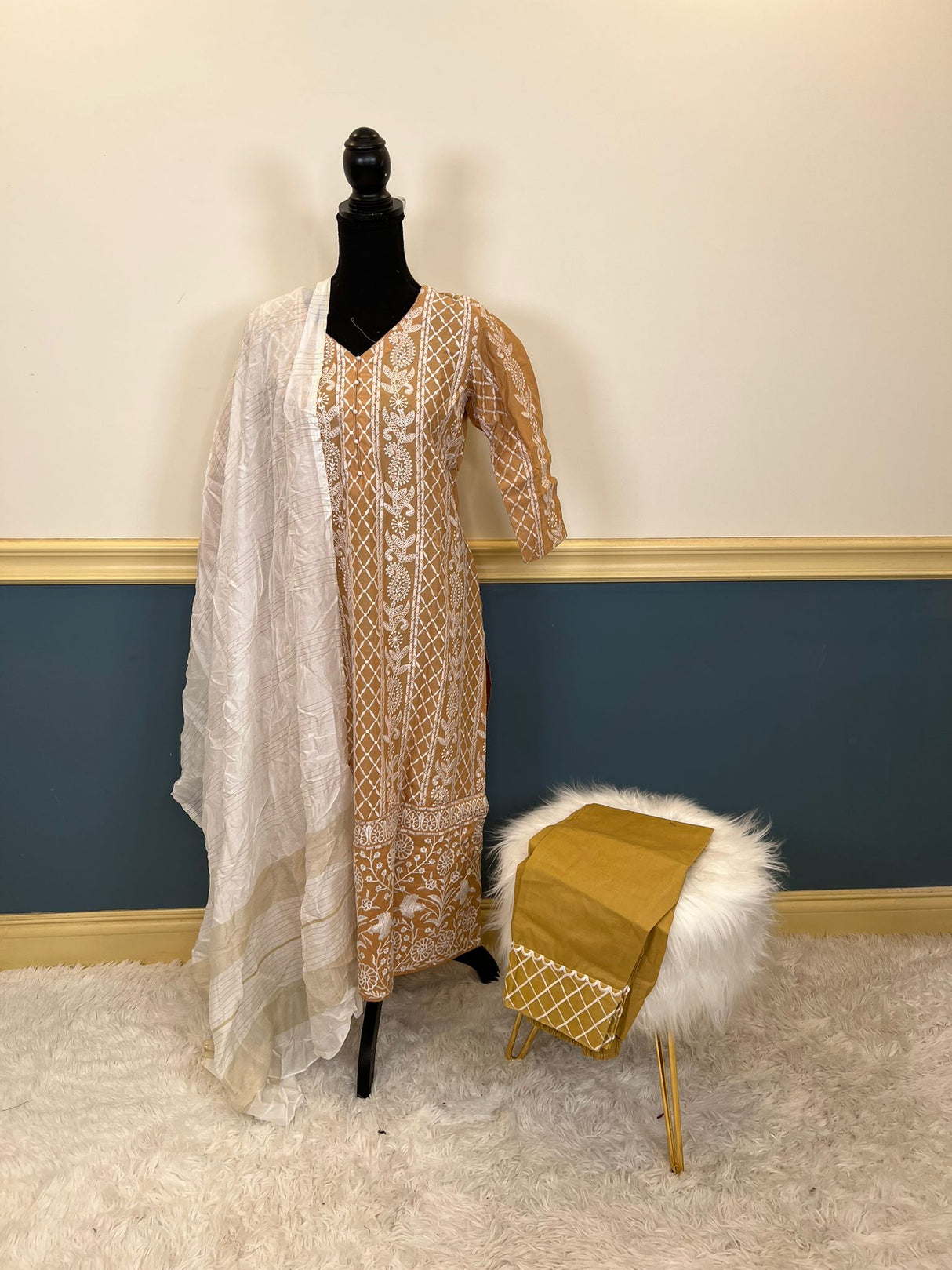 Indian Cotton Stitched Embroidery Suit Ready To Ship