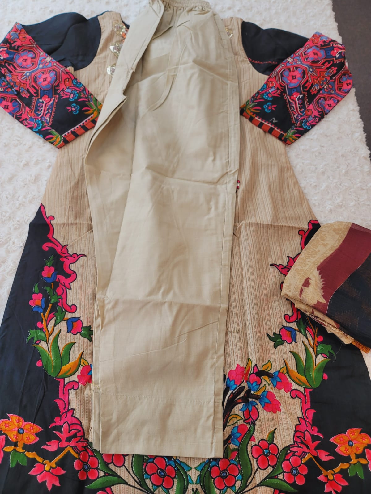 Indian Cotton Stitched Embroidery Suit Ready To Ship