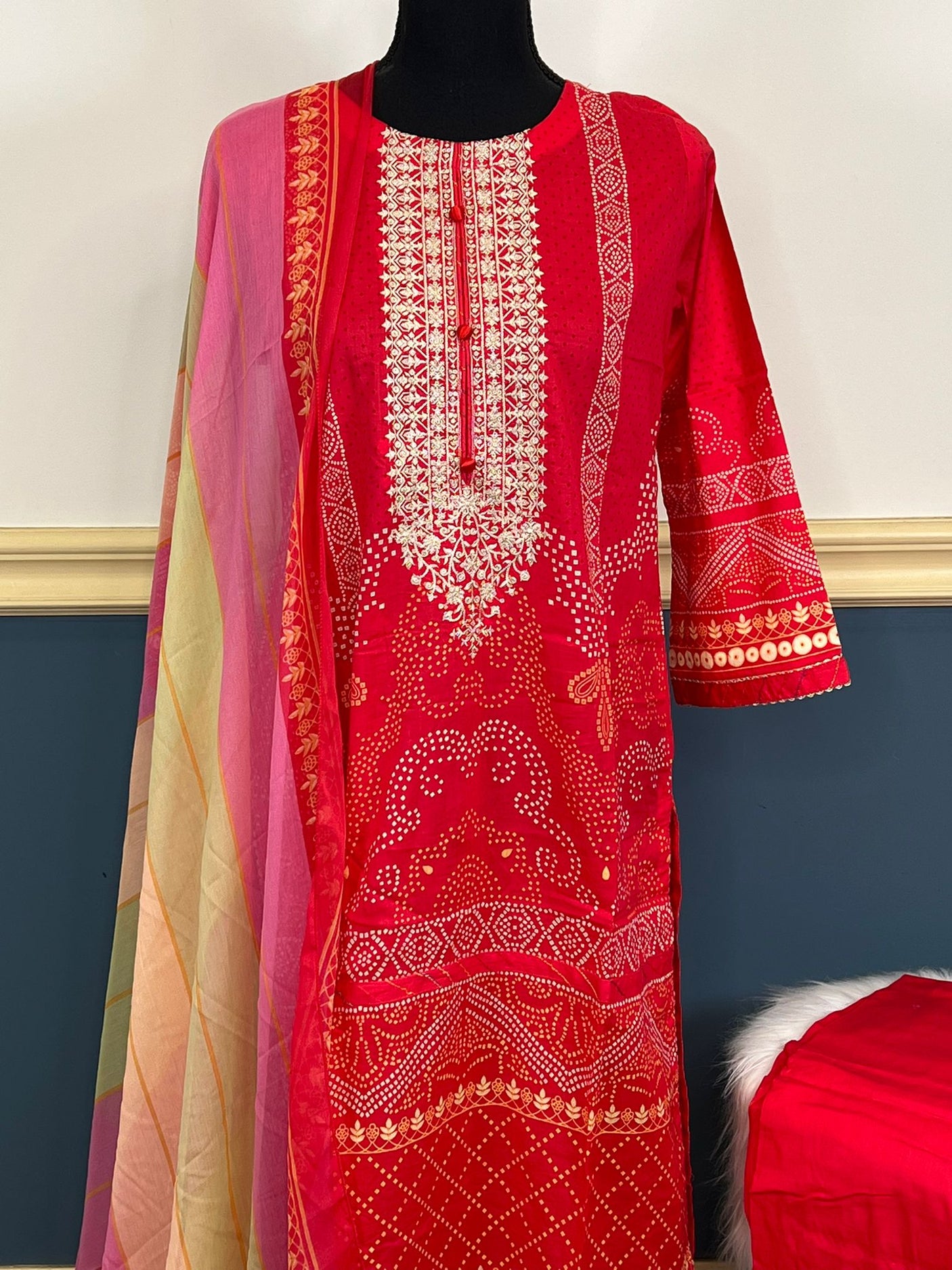 Pakistani Stitched lawn Embroidered Salwar kameez ready to ship