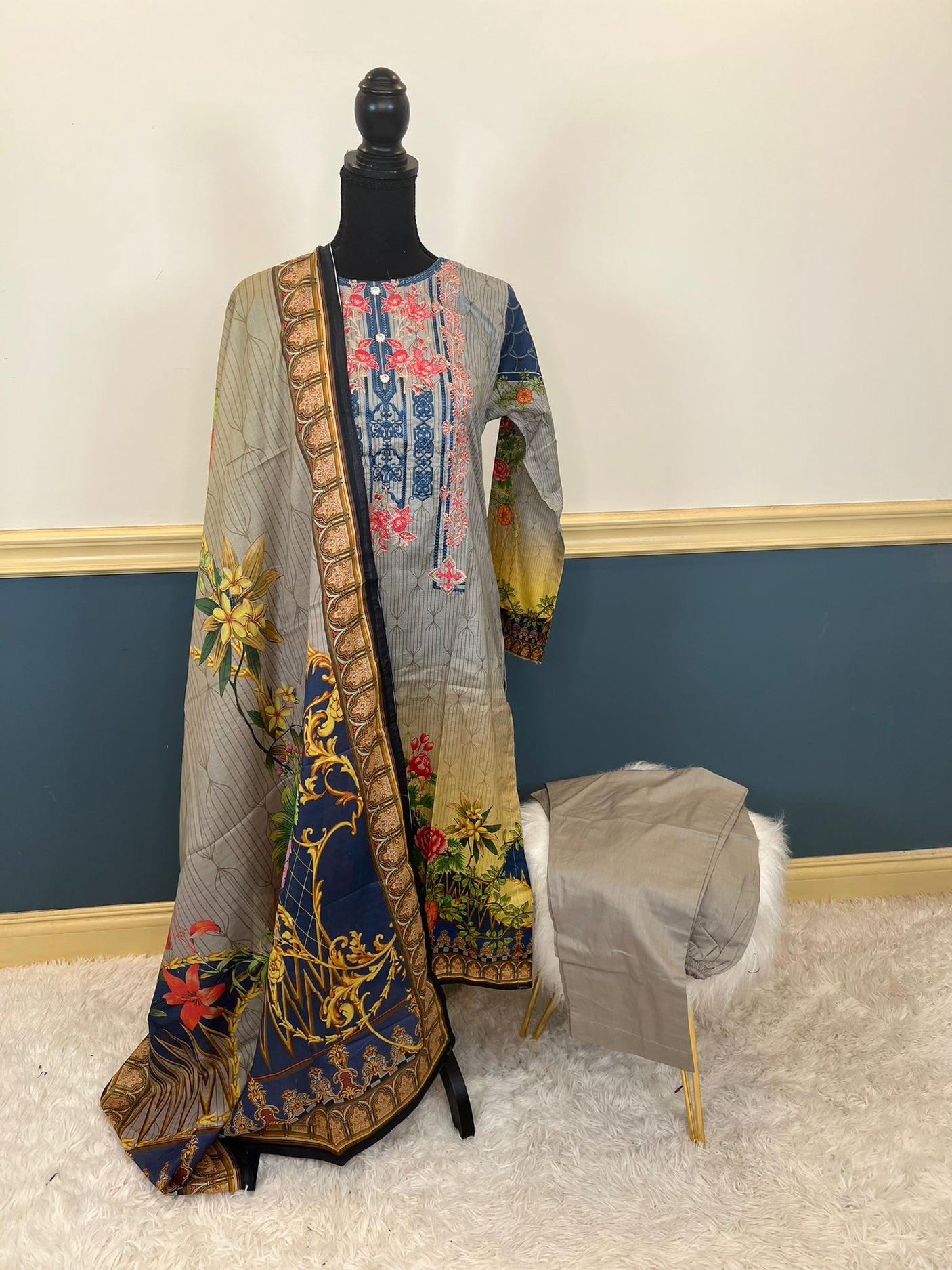 Pakistani Stitched Embroidery luxury lawn Dresses Ready To Ship