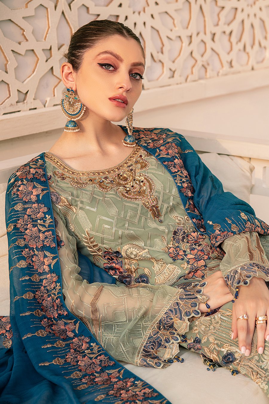 Minhal Luxury Chiffon Embroidered 2021 -100% Original Guaranteed