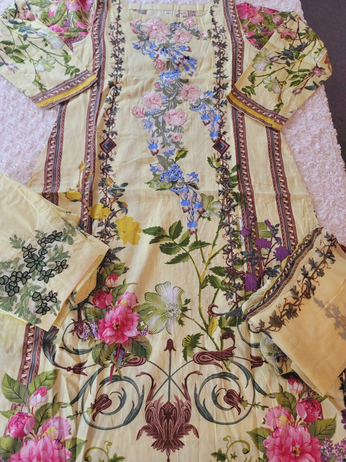 Indian Cotton Stitched Embroidery Suit Ready To Ship