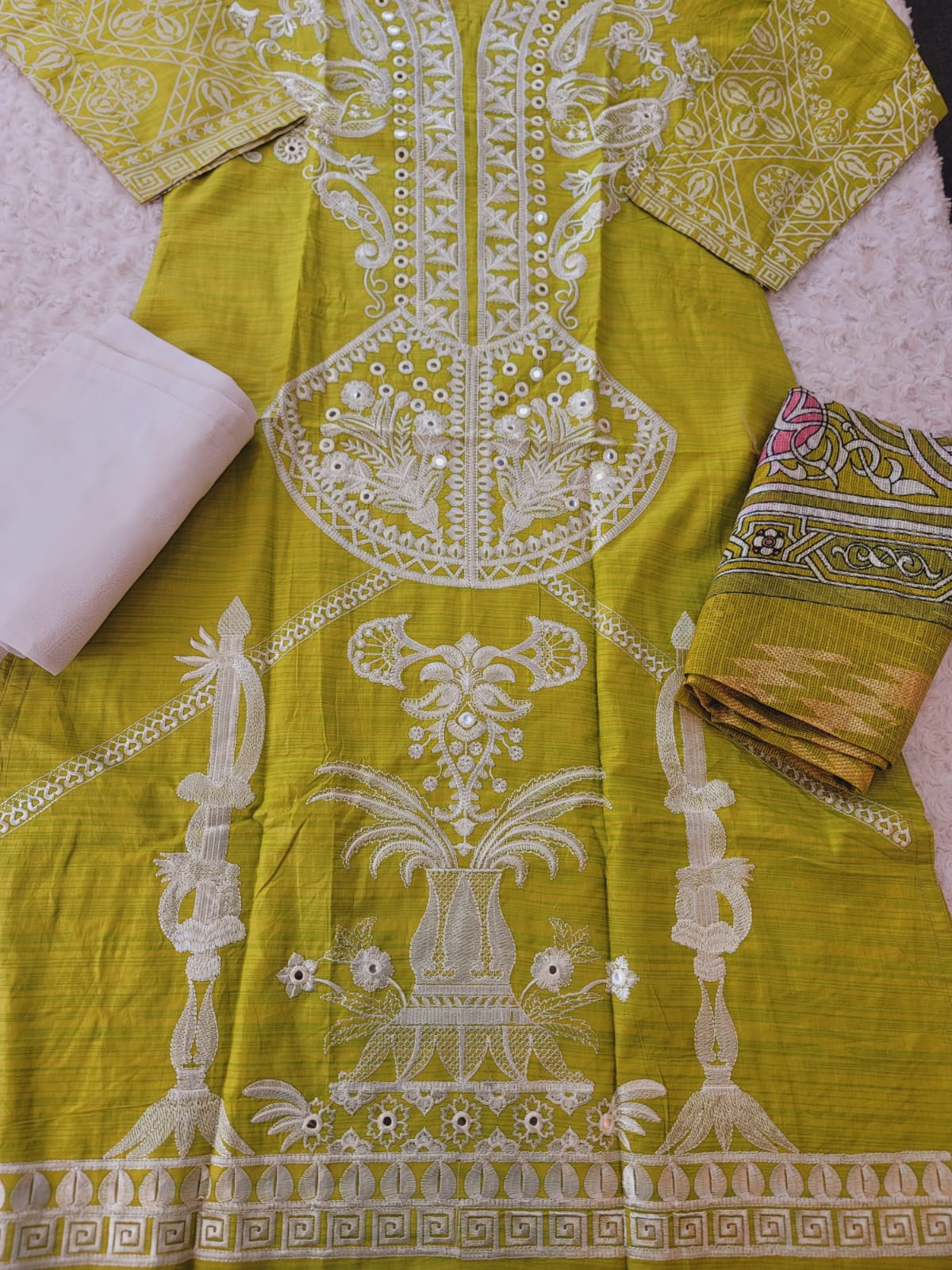 Indian Cotton Stitched Embroidery Suit Ready To Ship