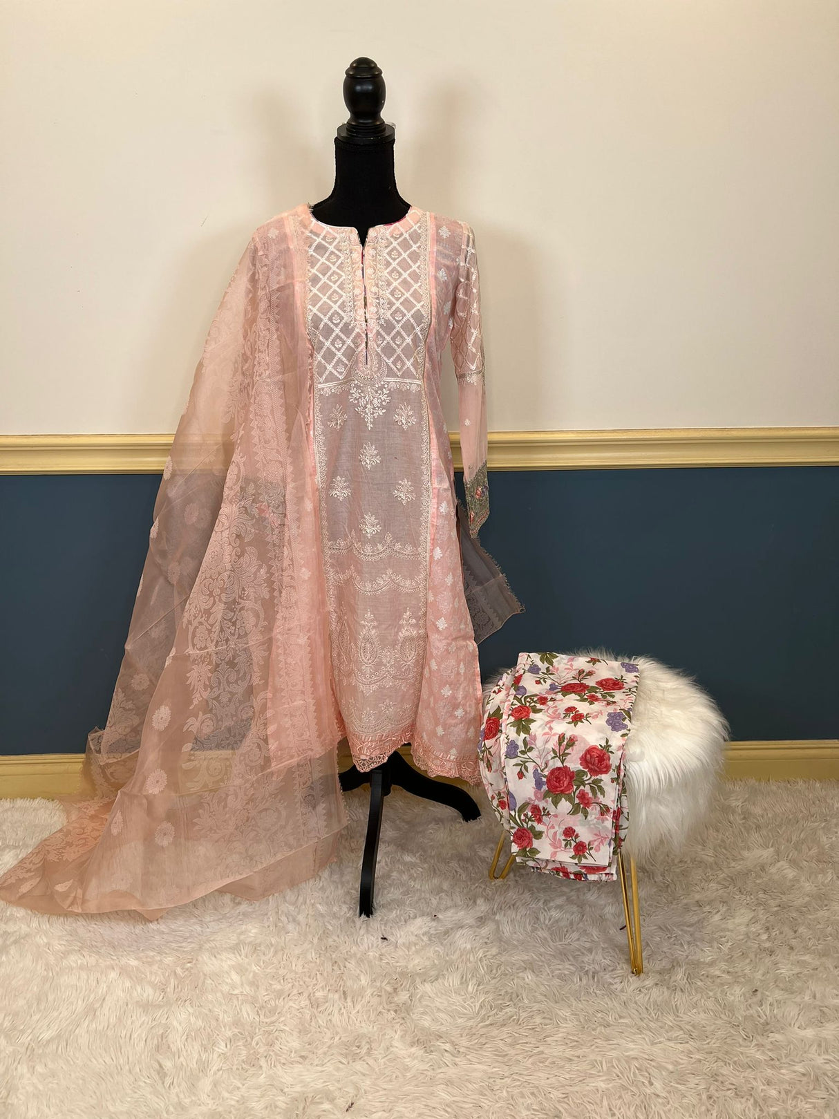 Indian Cotton Stitched Embroidery Suit Ready To Ship