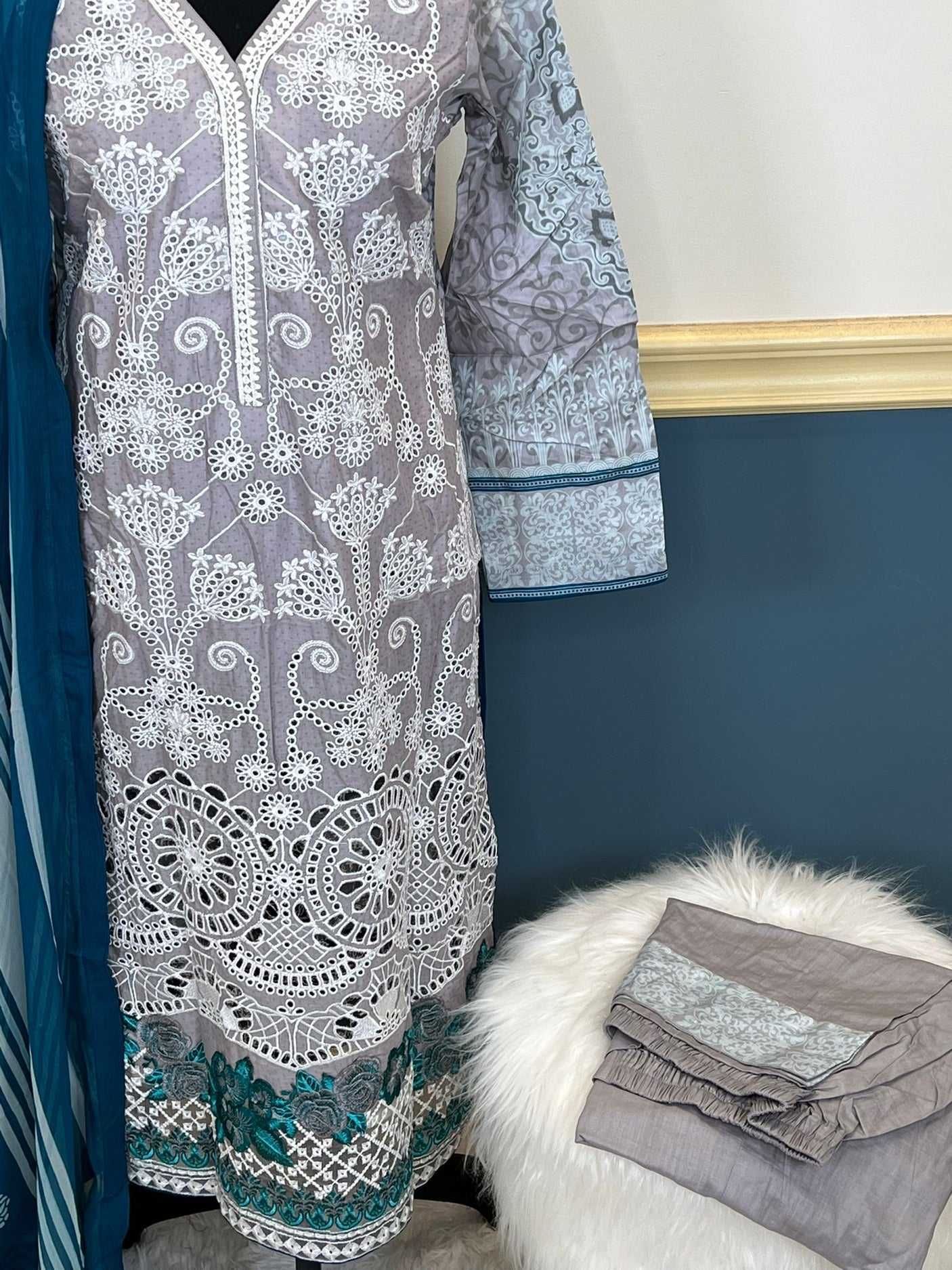 Pakistani Stitched Embroidery luxury lawn Dresses Ready To Ship