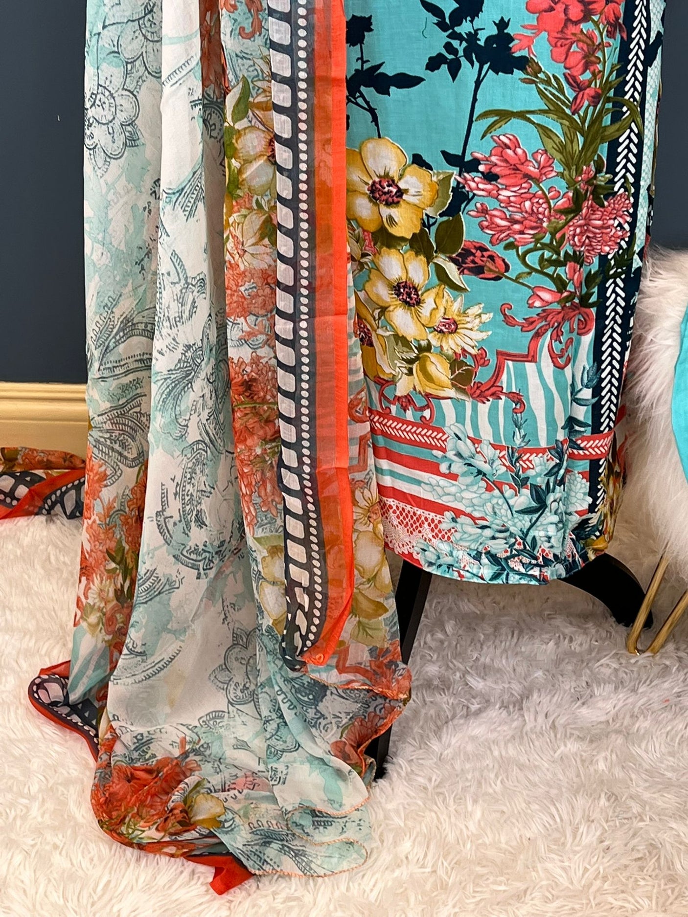 Indian Cotton Stitched Embroidery Suit Ready To Ship