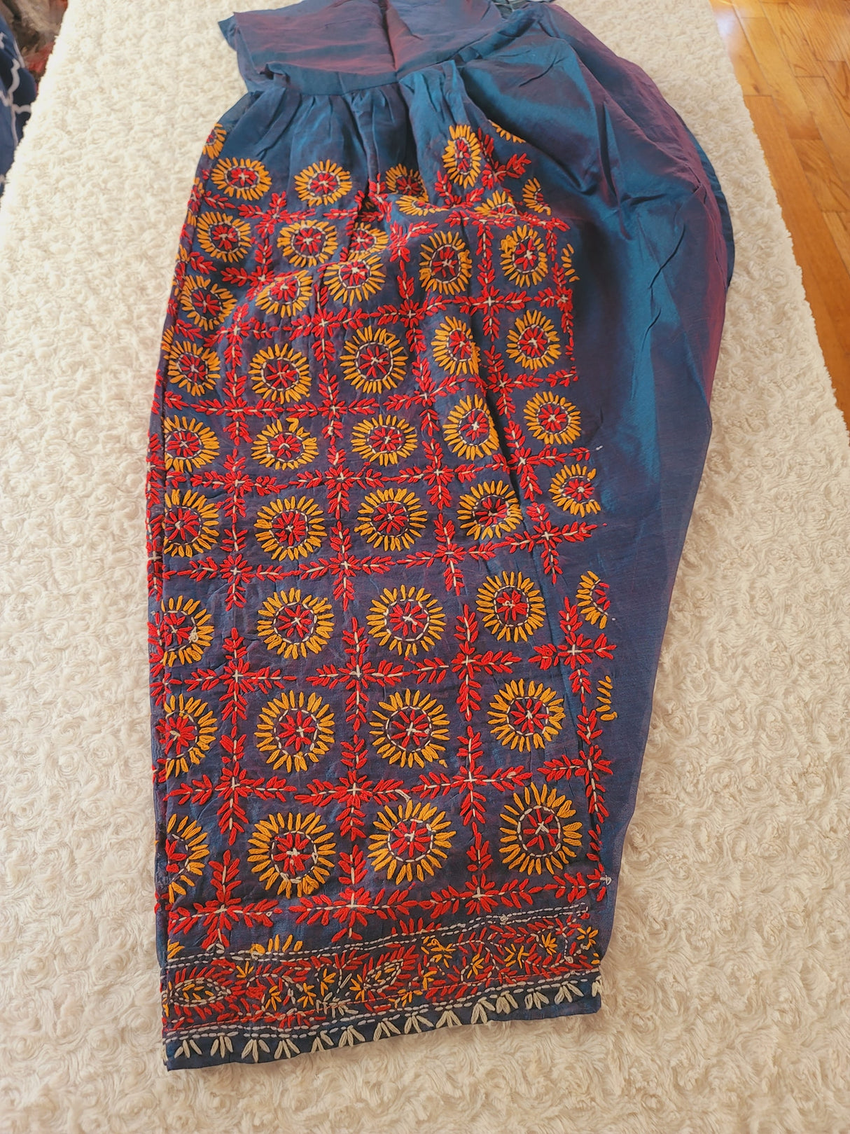 Free size silk phulkari salwer