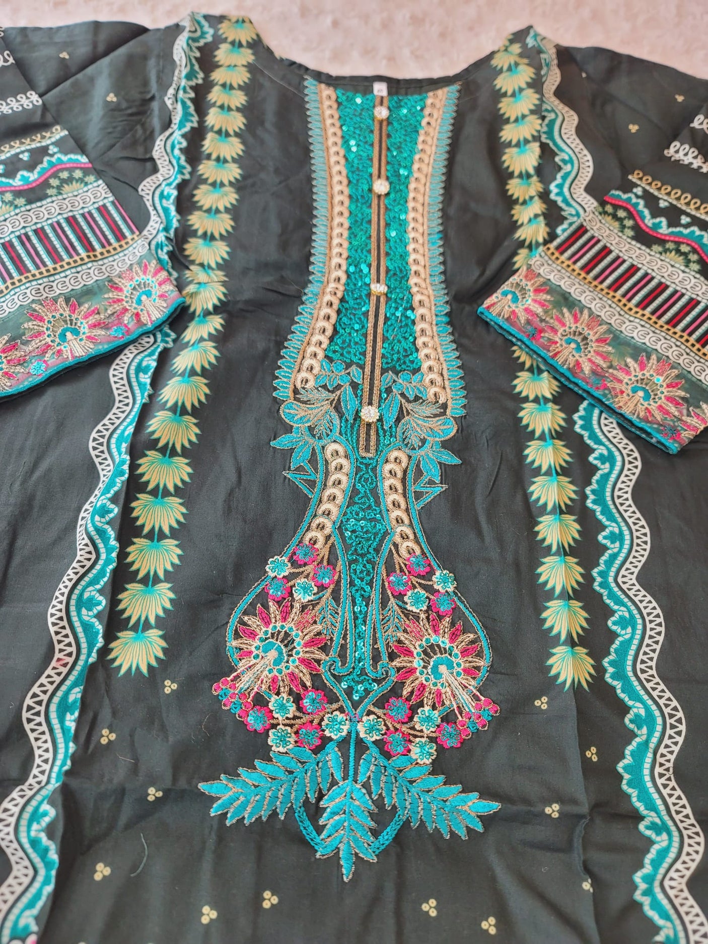 Pakistani Stitched lawn Embroidered Salwar kameez ready to ship