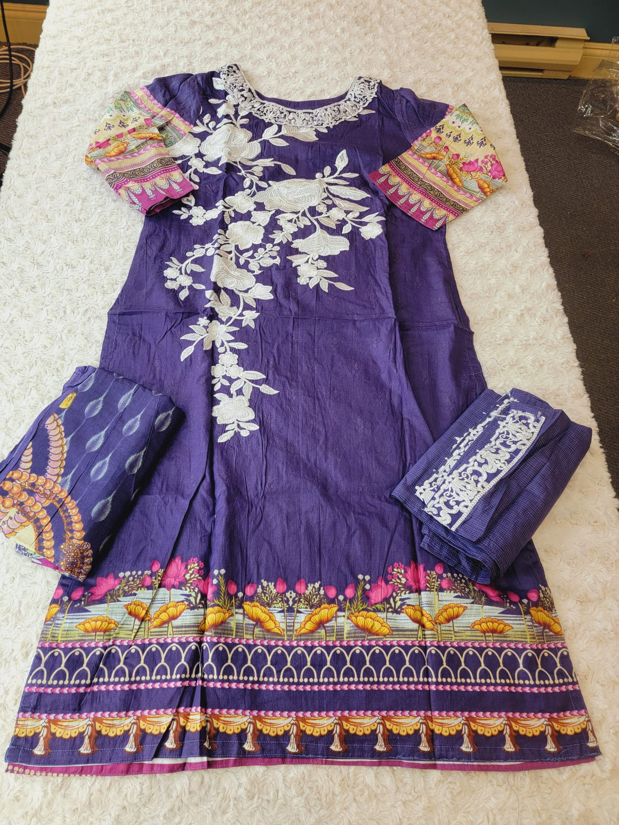 Indian Cotton Stitched Embroidery Suit Ready To Ship