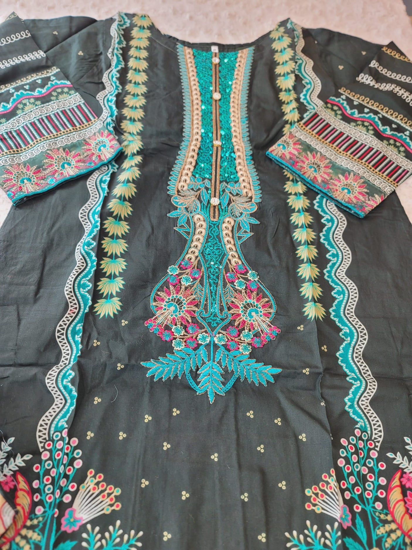 Pakistani Stitched lawn Embroidered Salwar kameez ready to ship