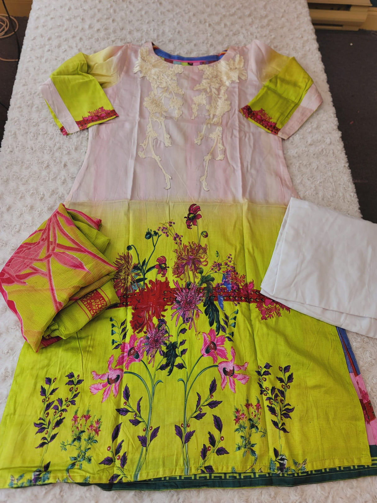 Indian Cotton Stitched Embroidery Suit Ready To Ship