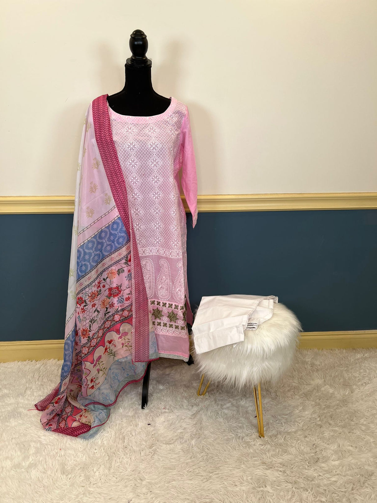 Indian Cotton Stitched Embroidery Suit Ready To Ship