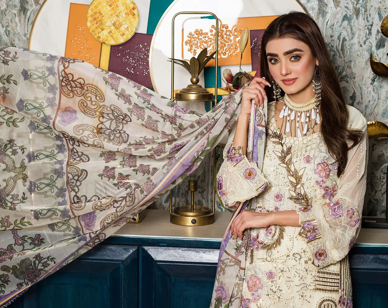 Zainab Fazlani Luxury Embrodered chiffon Collection 100% Original