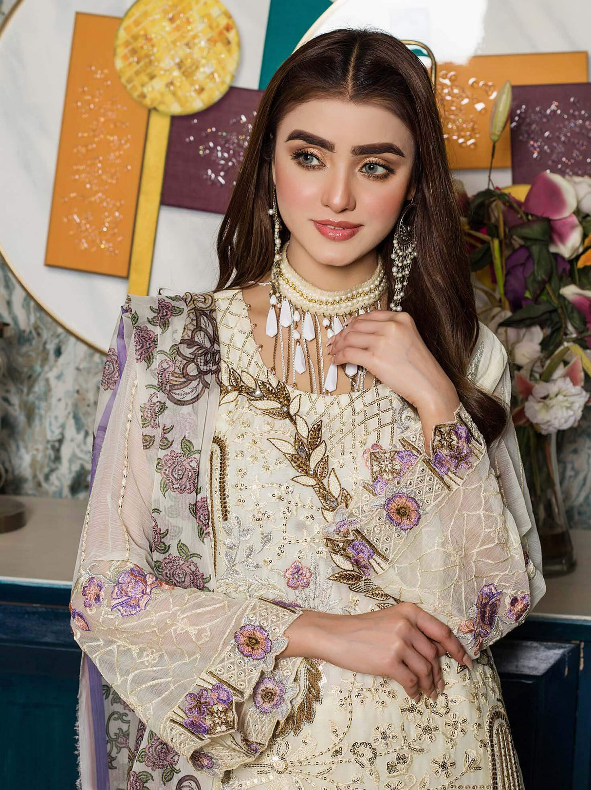 Zainab Fazlani Luxury Embrodered chiffon Collection 100% Original