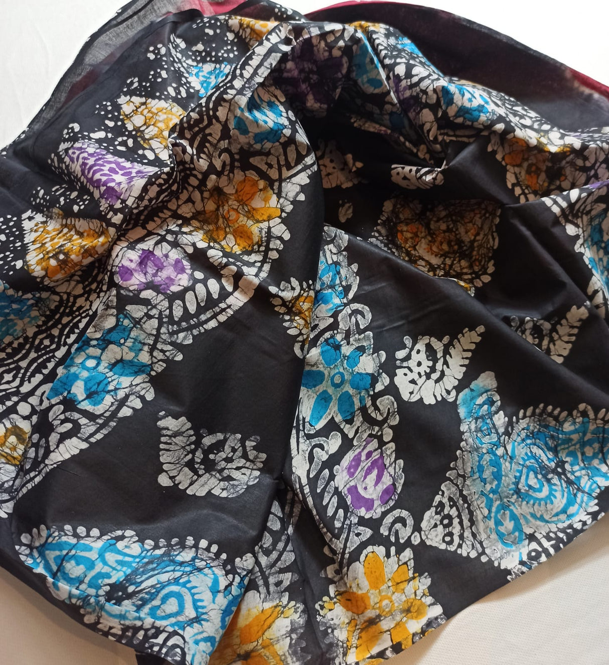 Cotton batik saree with stiched blouse