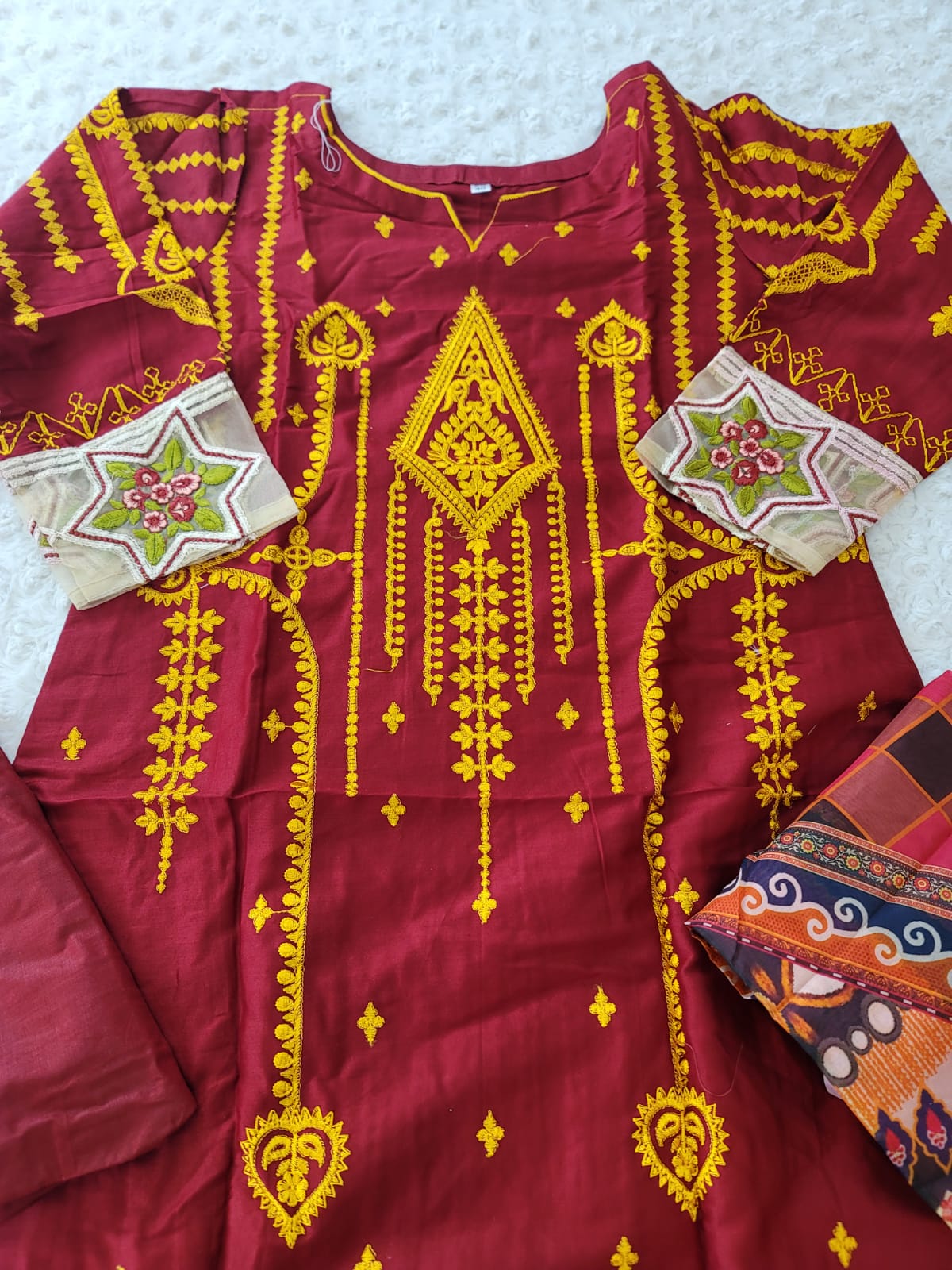 Indian Cotton Stitched Embroidery Suit Ready To Ship