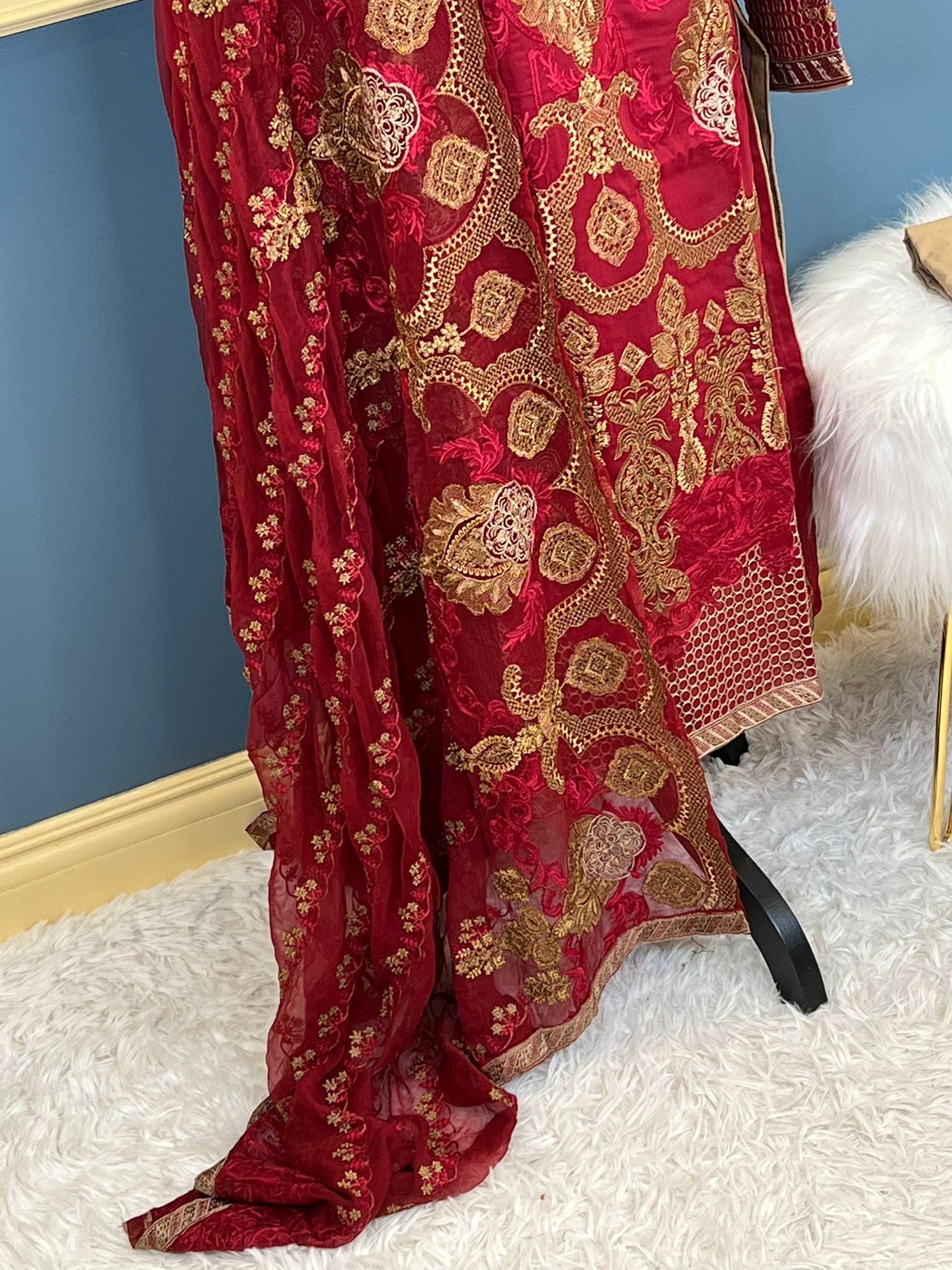 Pakistani Stitched Luxury Embroidered lawn Salwar kameez ready to ship