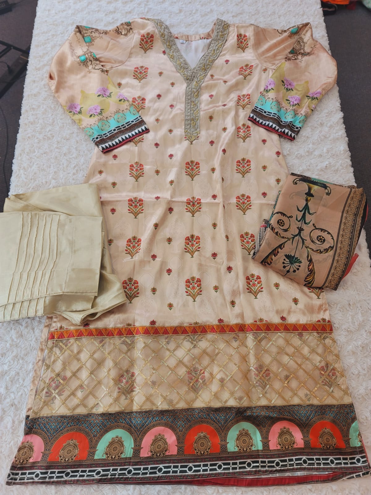Indian Silk Stitched Embroidery Suit Ready To Ship