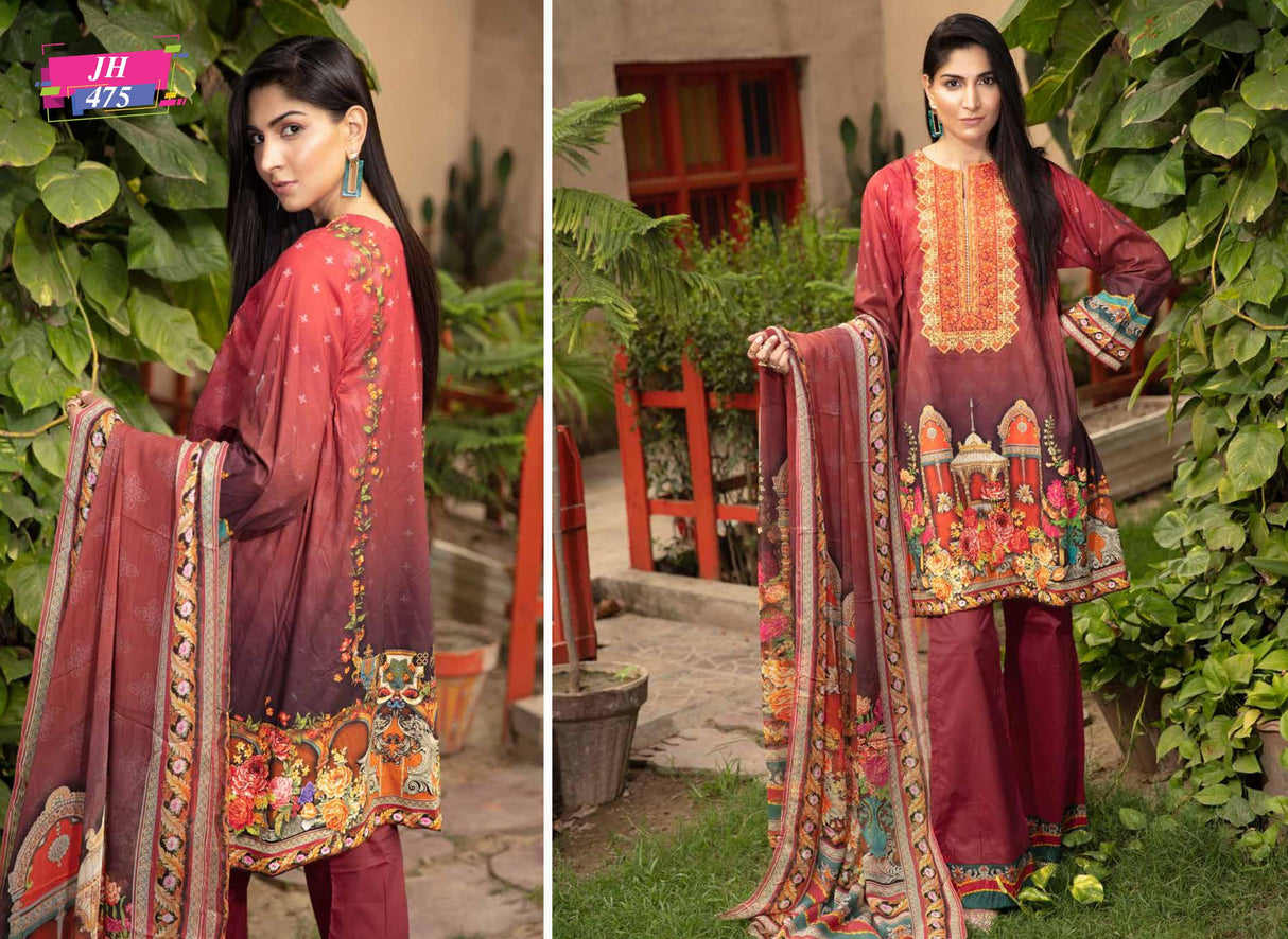 Johra Margrate Embroidered Lawn-100% Original Guaranteed