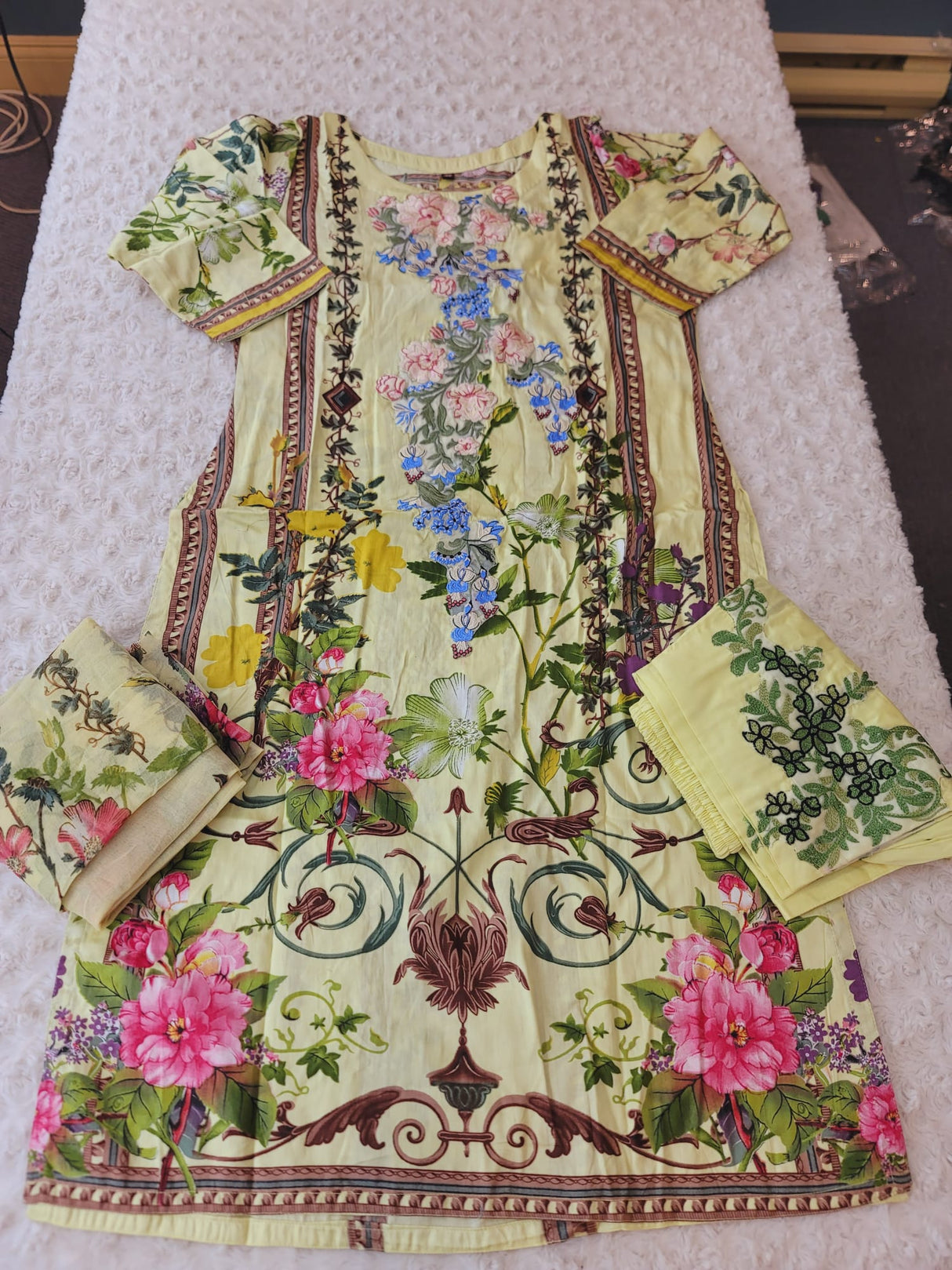 Indian Cotton Stitched Embroidery Suit Ready To Ship