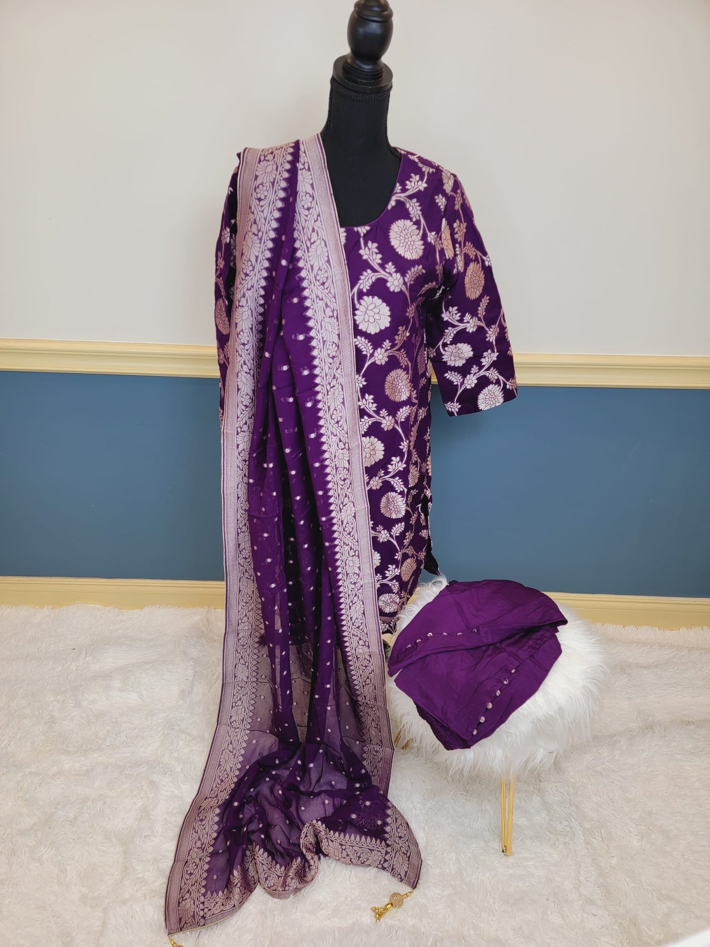 Pure Khaddi Georgette Banarasi Salwer Kamiz