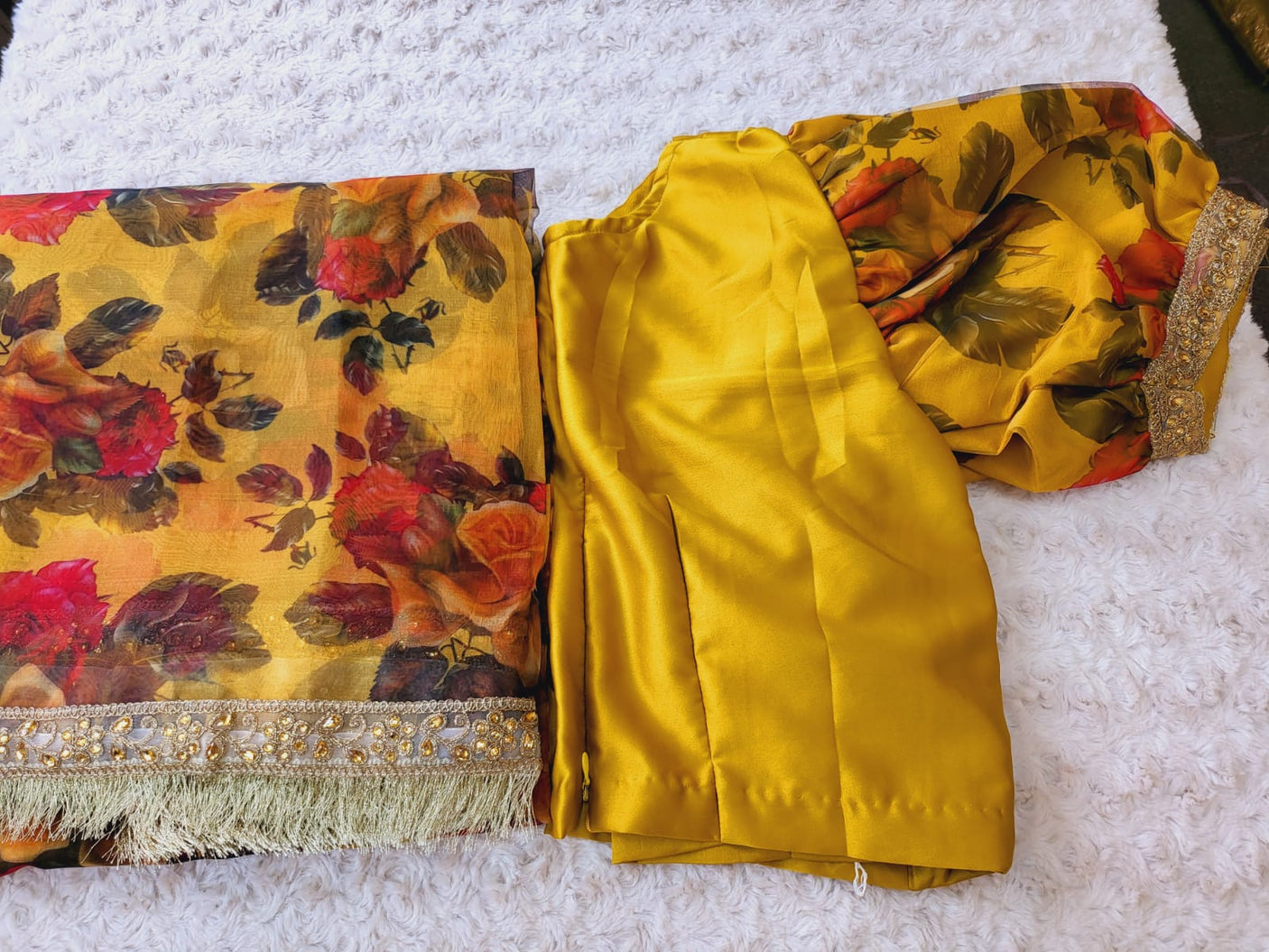 Pure Organza Saree with Stiched Blouse