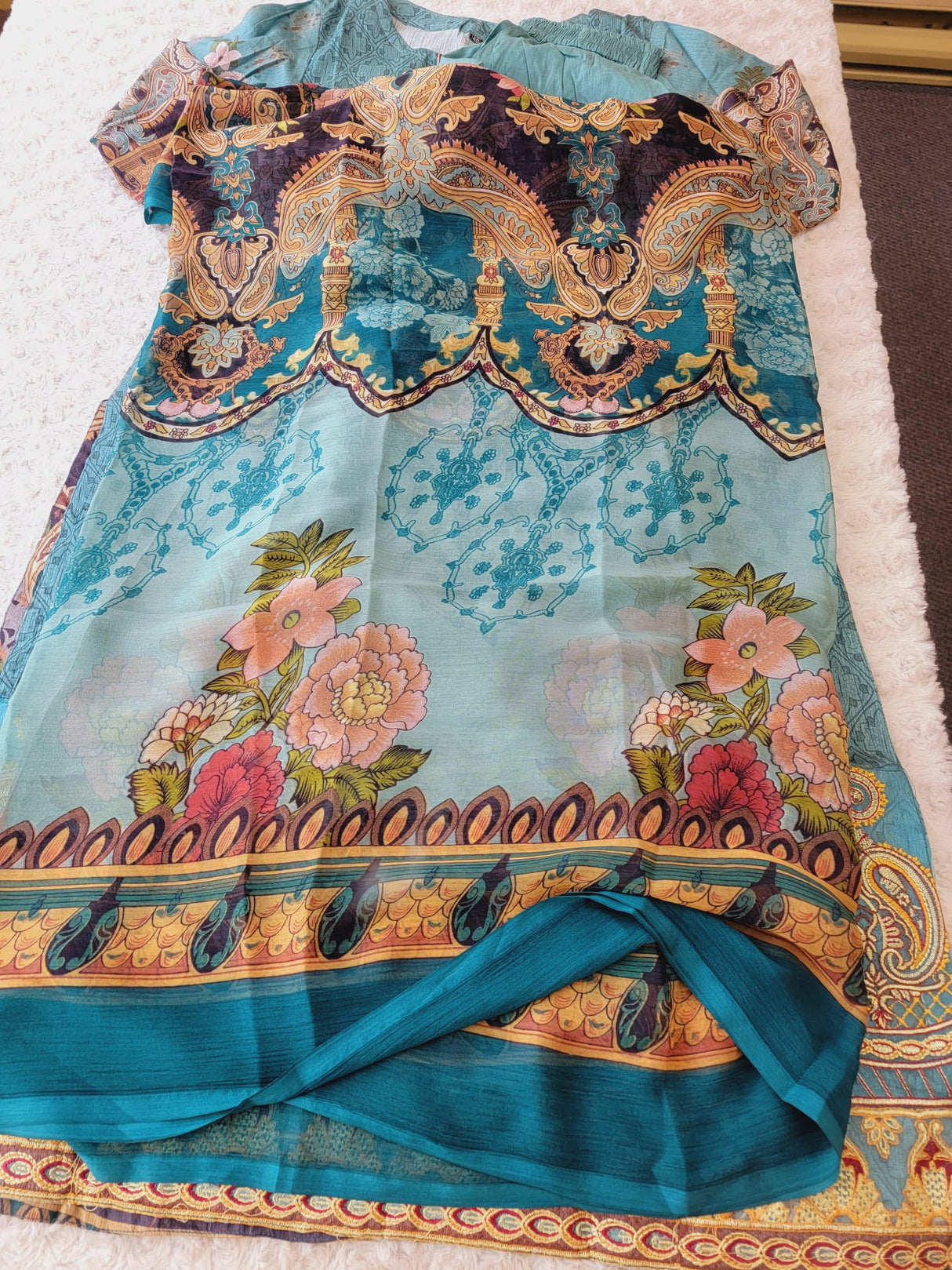 Indian Cotton Stitched Embroidery Suit Ready To Ship