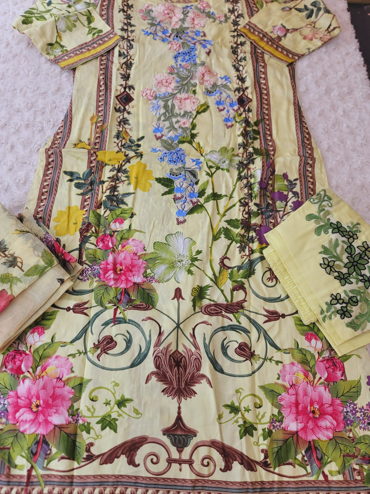 Indian Cotton Stitched Embroidery Suit Ready To Ship