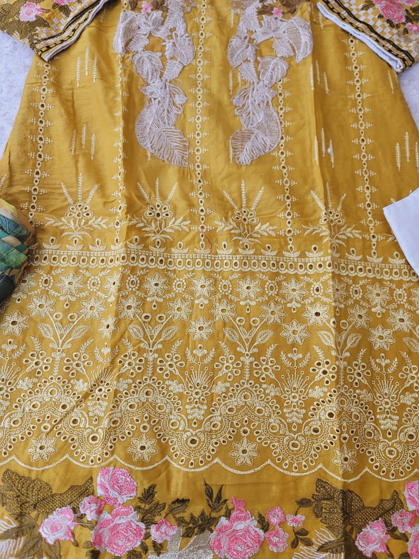 Pakistani Stitched Embroidered luxury lawn Dresses With Silk Dupatta Ready To Ship
