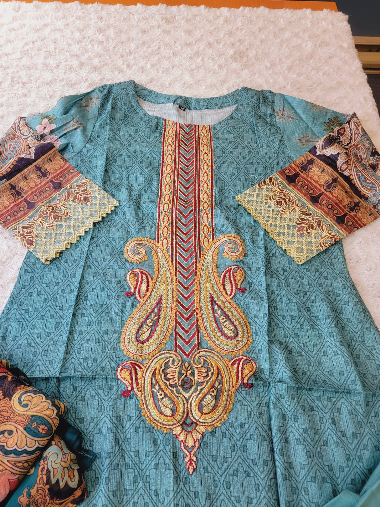 Indian Cotton Stitched Embroidery Suit Ready To Ship