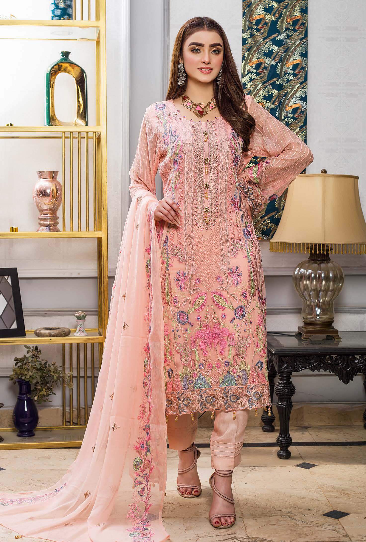 Zainab Fazlani Luxury Embrodered chiffon Collection 100% Original