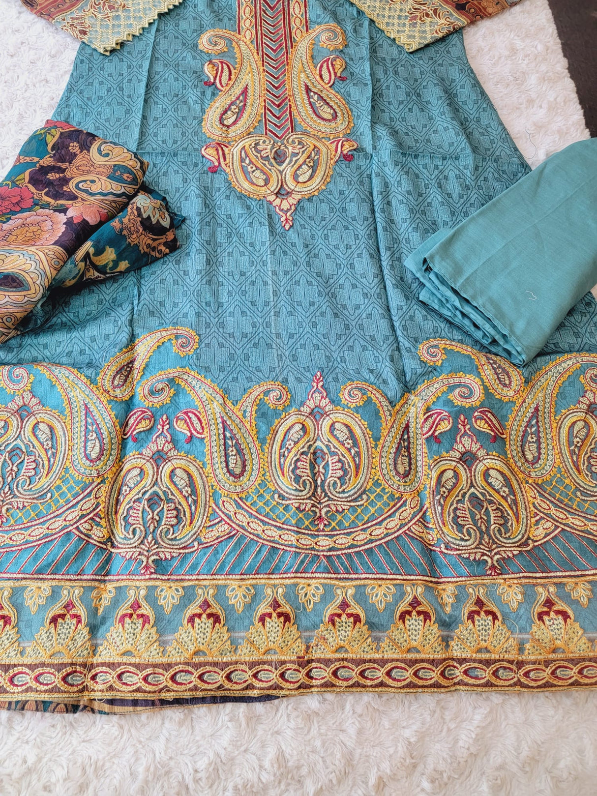 Indian Cotton Stitched Embroidery Suit Ready To Ship