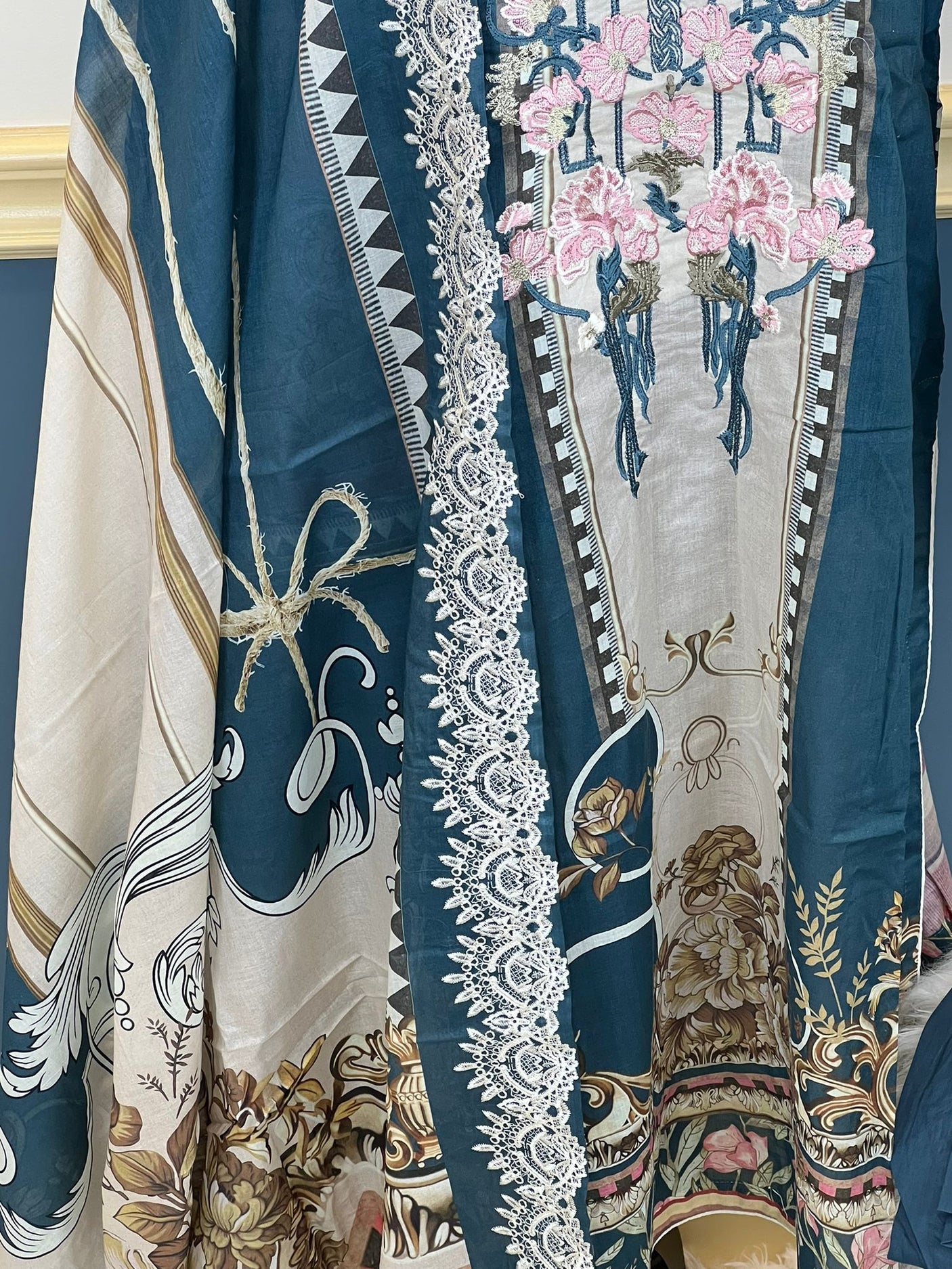 Pakistani lawn stitched Embroidered Suit Ready To Ship