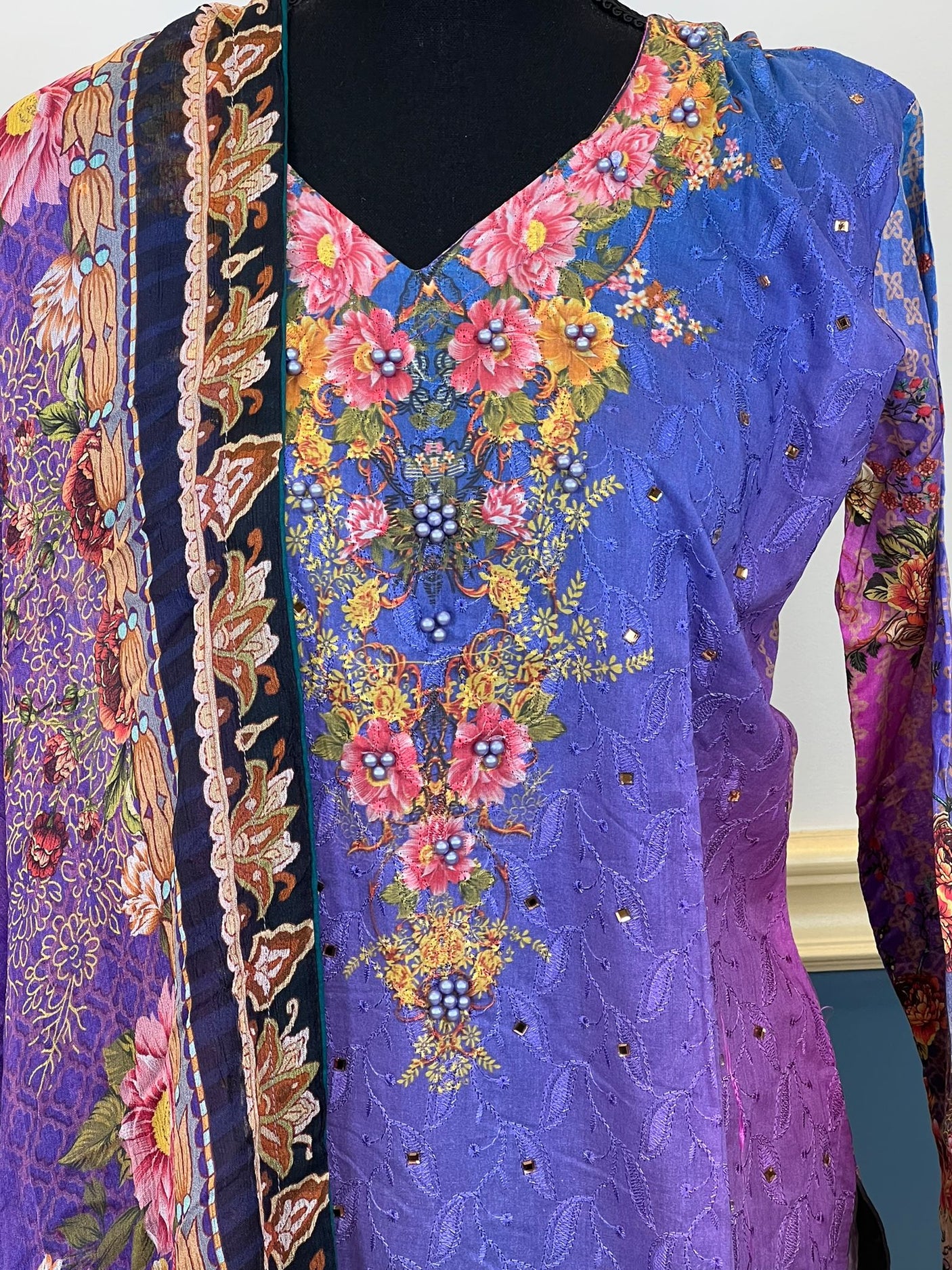 Pakistani Stitched lawn Embroidered Salwar kameez ready to ship
