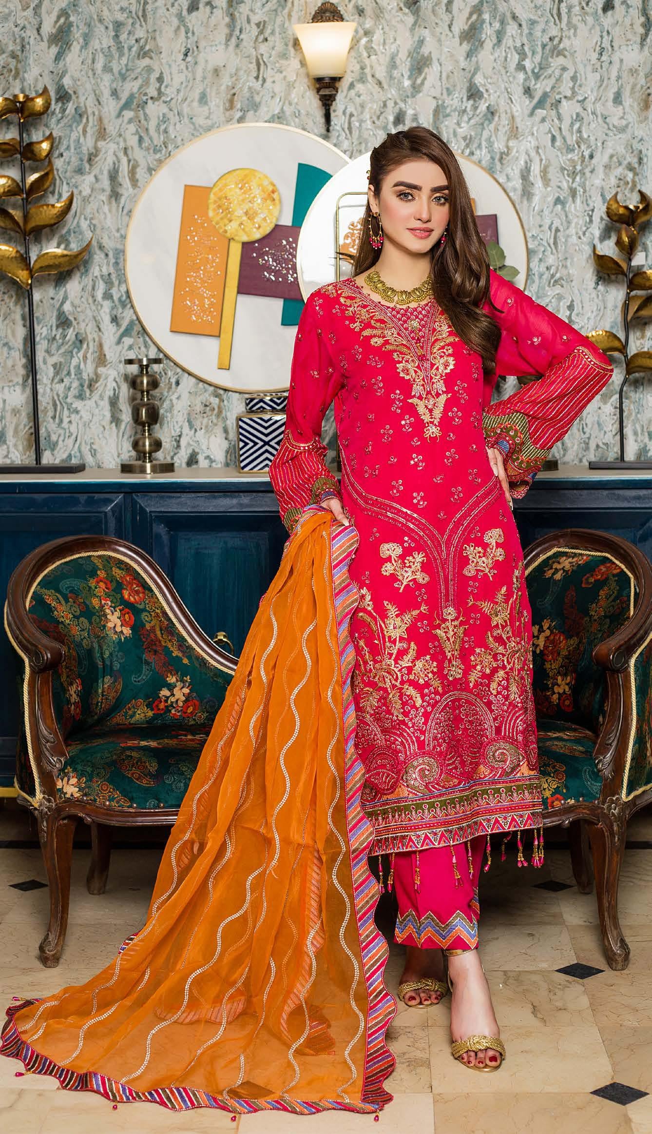 Zainab Fazlani Luxury Embrodered chiffon Collection 100% Original
