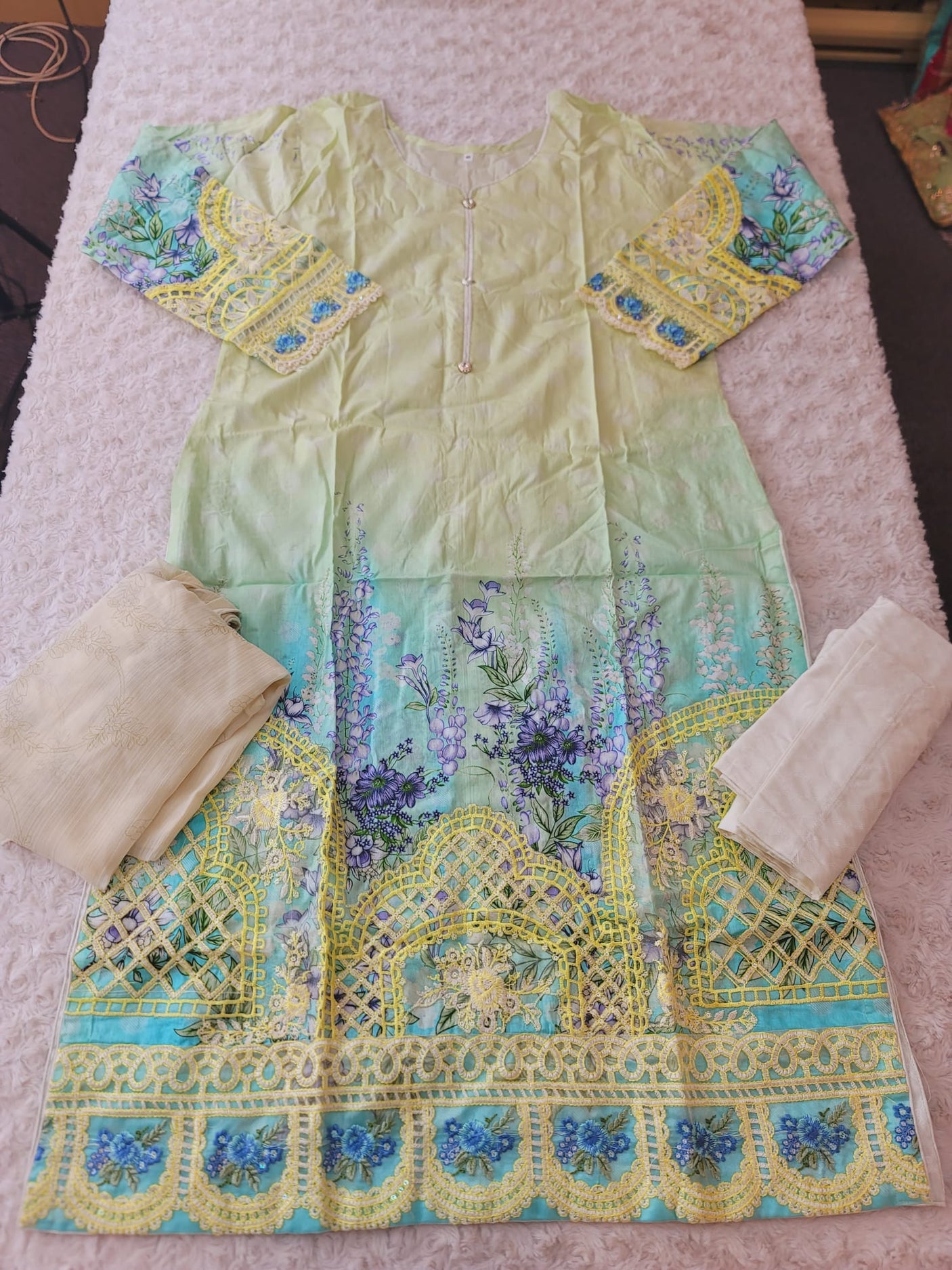 Pakistani Stitched lawn Embroidered Salwar kameez ready to ship